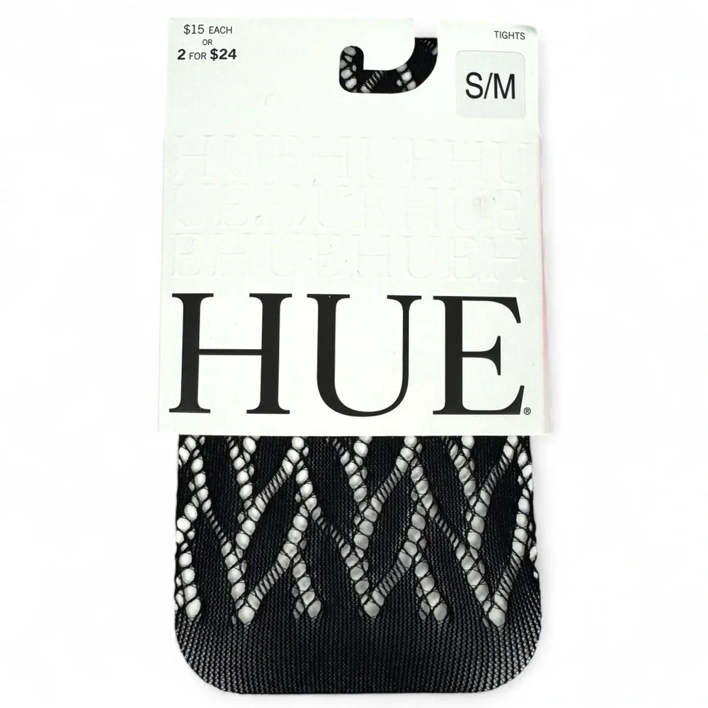 Hue‎ Black Herringbone Net Tights Womens Size S/M 120-170 Lbs